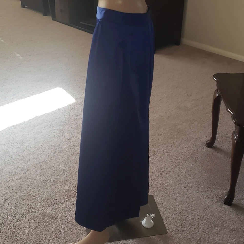 NWT Talbots 6p piercing blue satin maxi party skirt with pockets - Picture 4 of 8